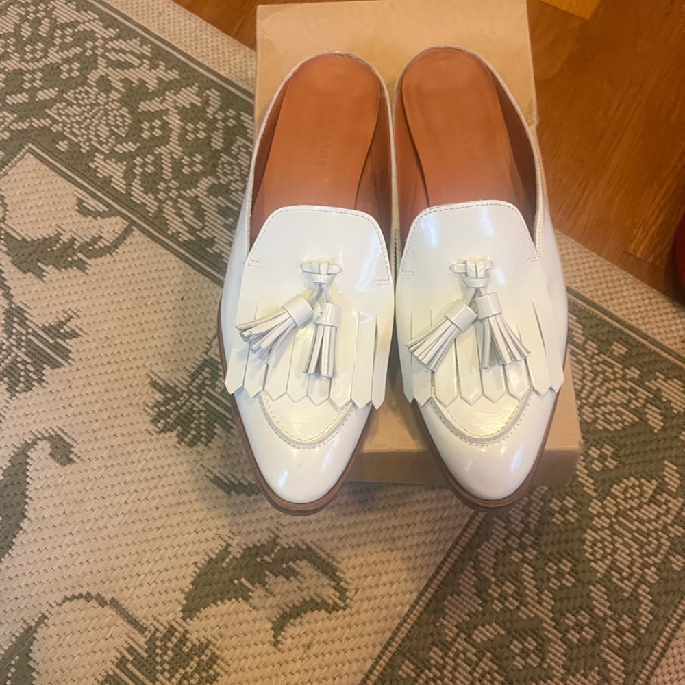 Everlane White Tassel Loafers